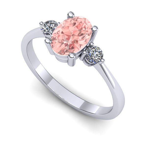 Inel de logodna din aur alb cu diamant de laborator roz