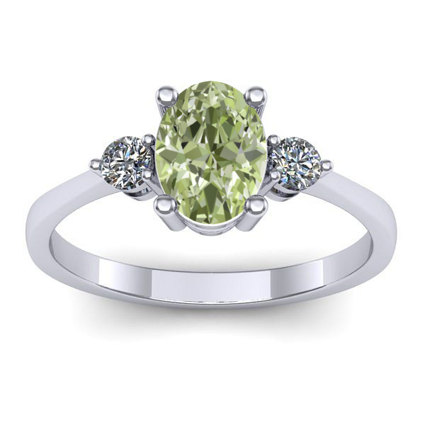 Inel cu diamant de laborator verde oval