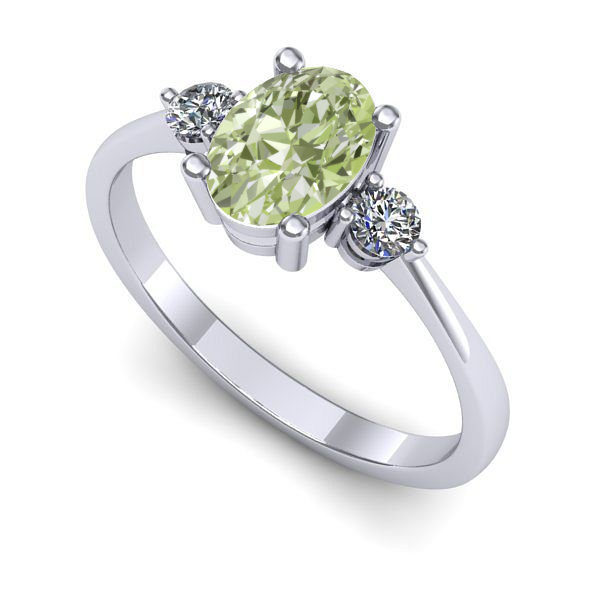 Inel logodna din aur alb cu diamant de laborator verde