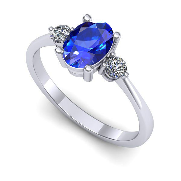 Inel logodna din aur alb cu safir