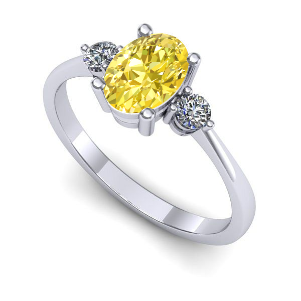 Inel de logodna din aur alb cu safir galben