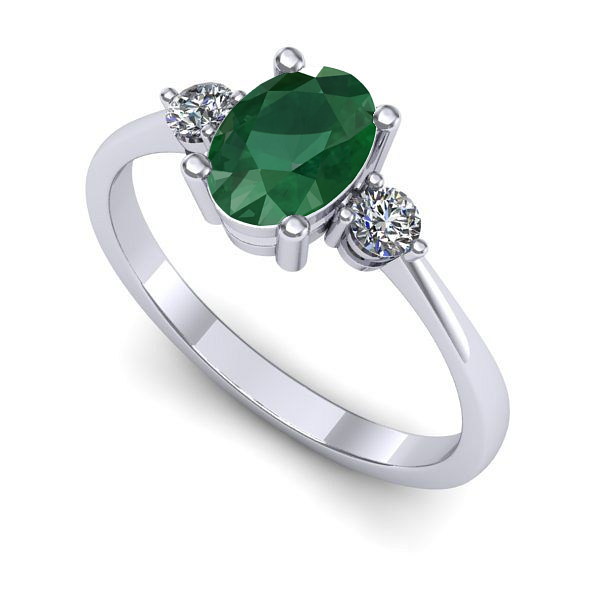 Inel din aur alb cu smarald