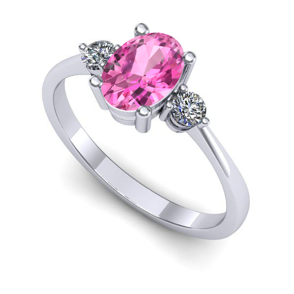 Inel din aur alb cu safir roz