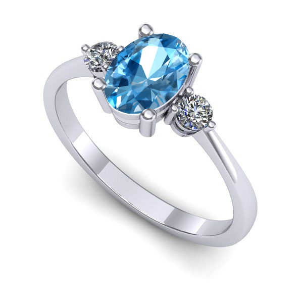 Inel logodna din aur alb cu topaz blue