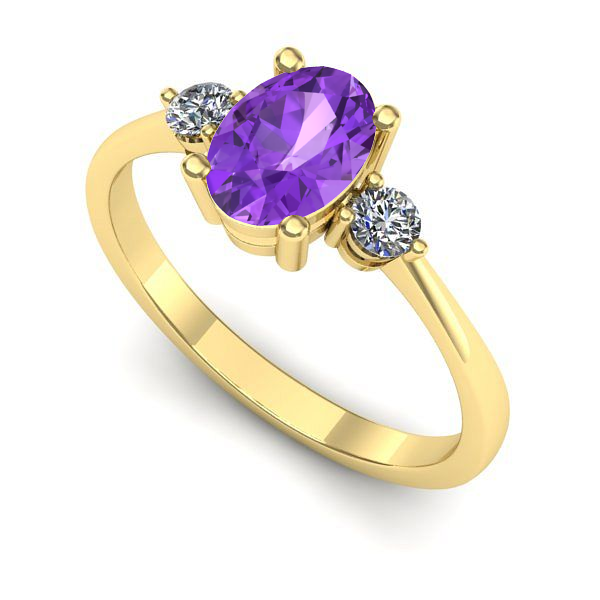 Inel din aur galben cu ametist