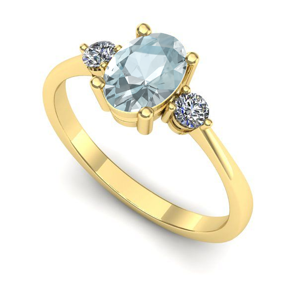 Inel din aur galben cu aquamarin