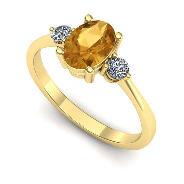 Inel logodna din aur galben cu citrin