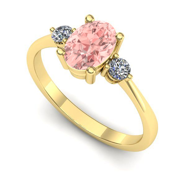Inel logodna din aur galben cu diamant de laborator roz