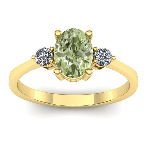 Inel logodna cu diamant de laborator verde oval