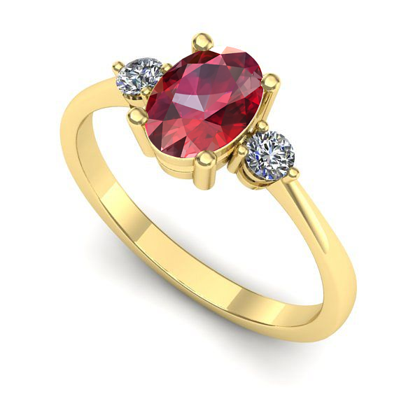 Inel logodna din aur galben cu rubin