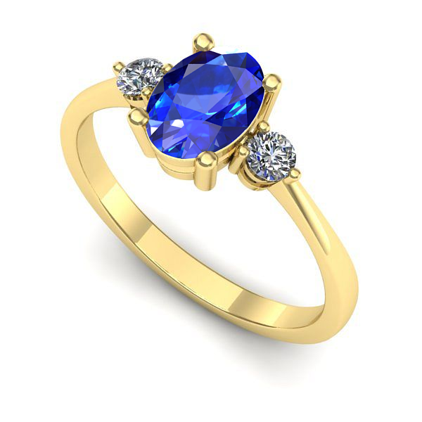 Inel logodna din aur galben cu safir