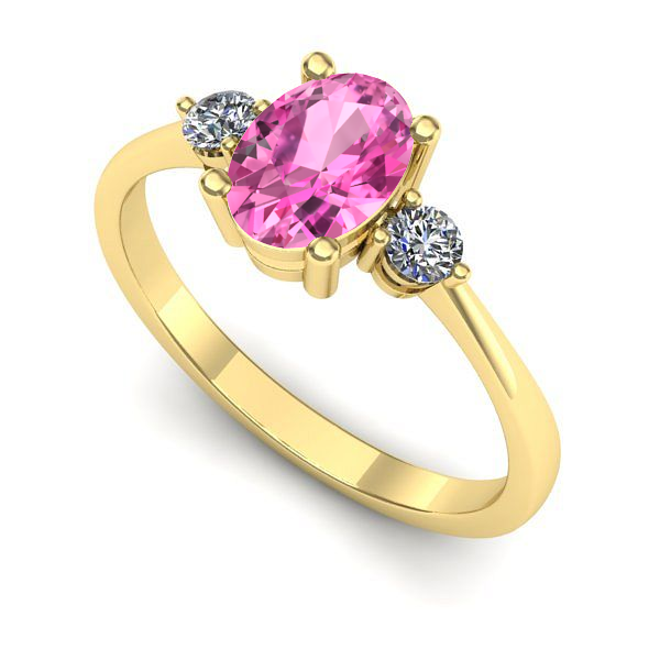 Inel din aur galben cu safir roz