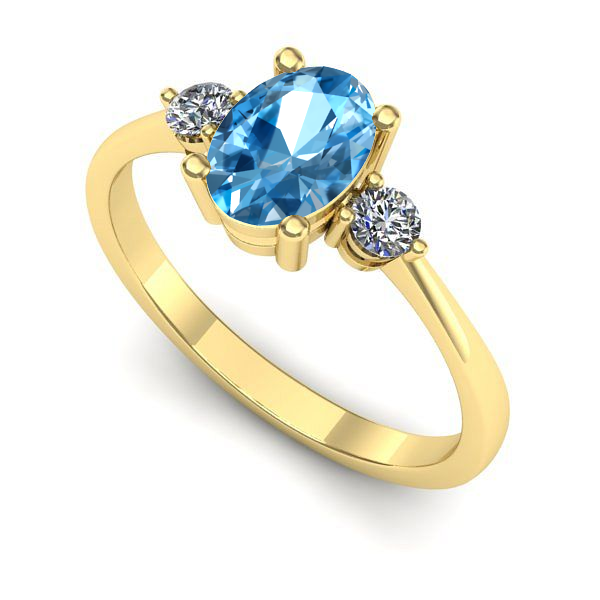 Inel de logodna din aur galben cu topaz blue