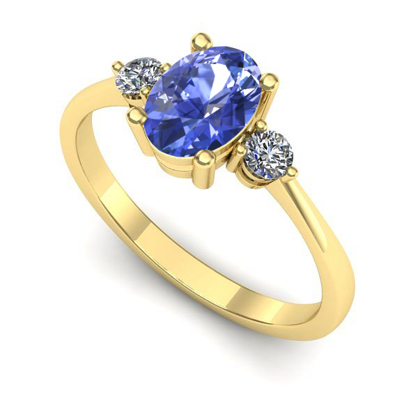 Inel de logodna din aur galben cu tanzanit