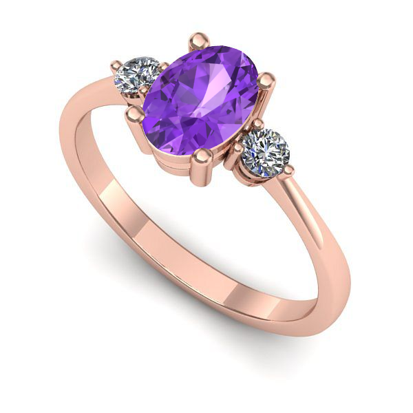 Inel din aur roz cu ametist