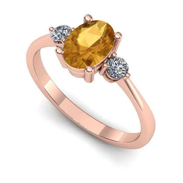 Inel din aur roz cu citrin