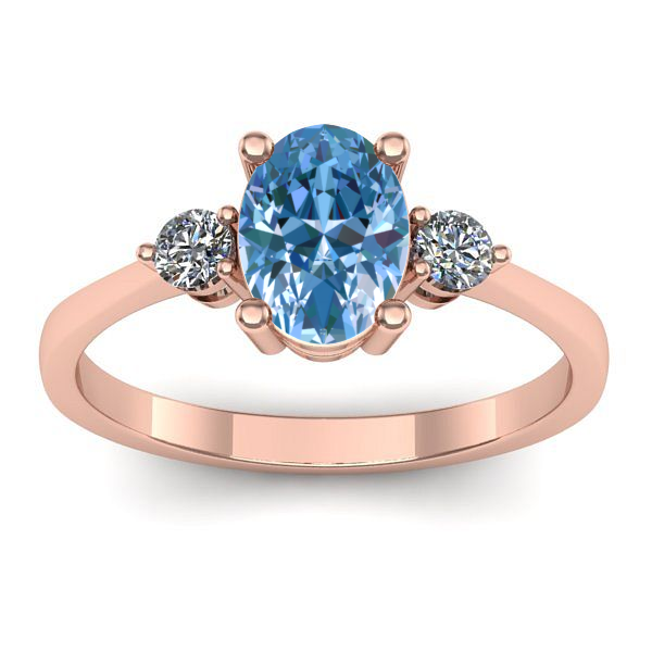 Inel logodna cu diamant de laborator albastru oval