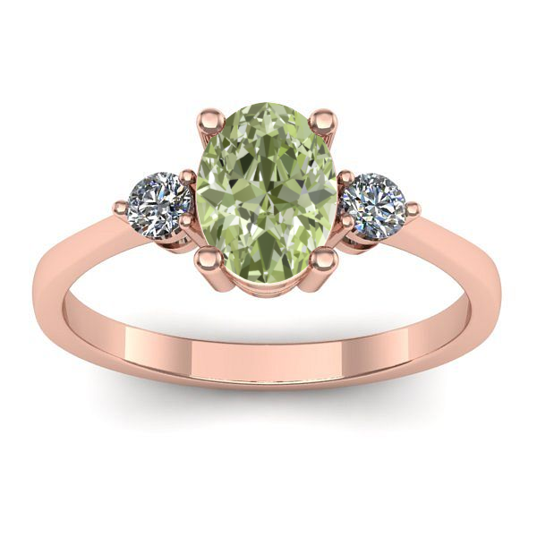 Inel logodna cu diamant de laborator verde oval