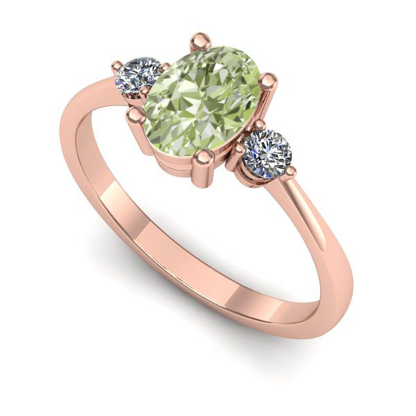 Inel logodna din aur roz cu diamant de laborator verde