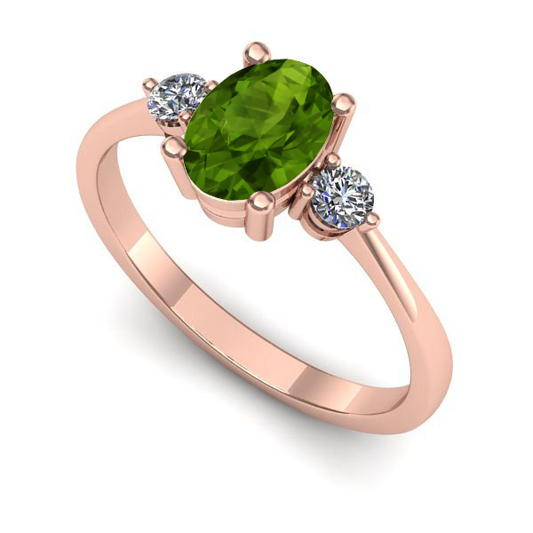 Inel din aur roz cu peridot