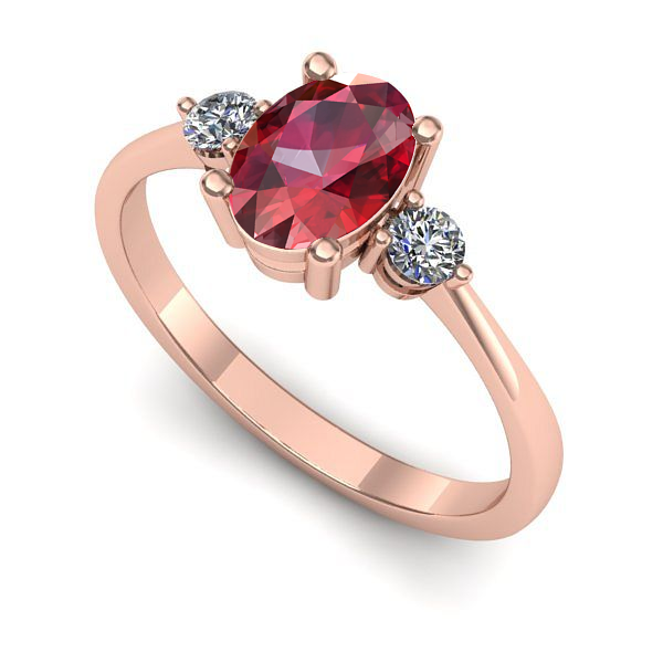 Inel logodna din aur roz cu rubin