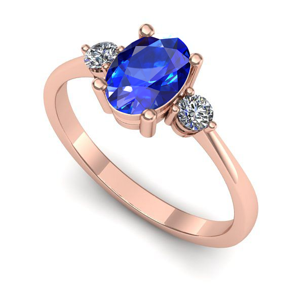 Inel din aur roz cu safir