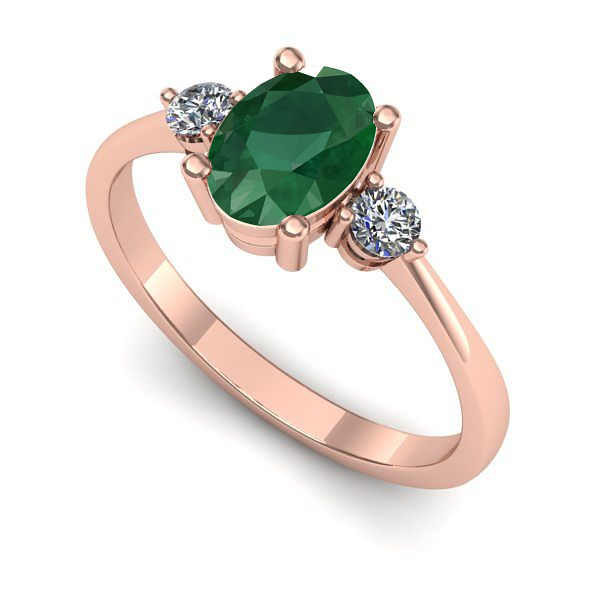 Inel logodna din aur roz cu smarald