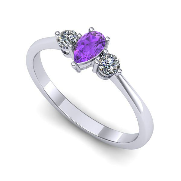 Inel logodna din aur alb cu ametist