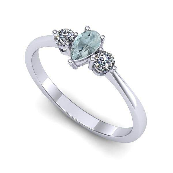 Inel din aur alb cu aquamarin