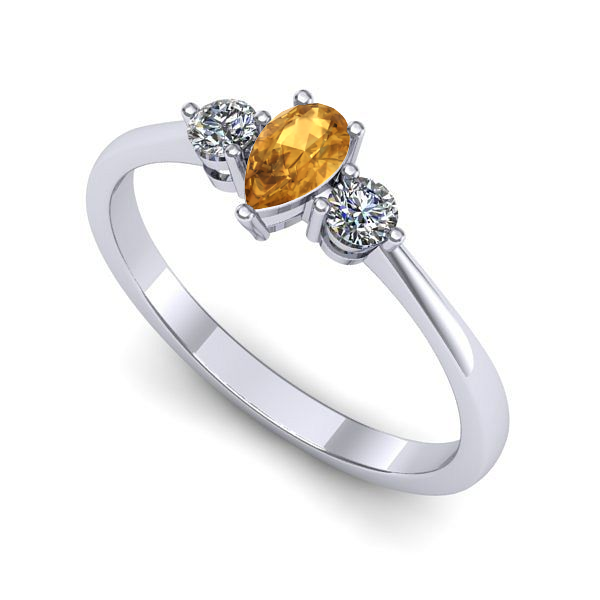 Inel din aur alb cu citrin