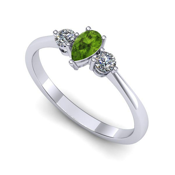 Inel logodna din aur alb cu peridot