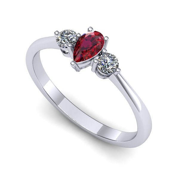 Inel de logodna din aur alb cu rubin