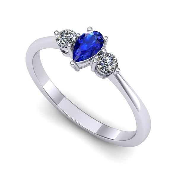 Inel logodna din aur alb cu safir