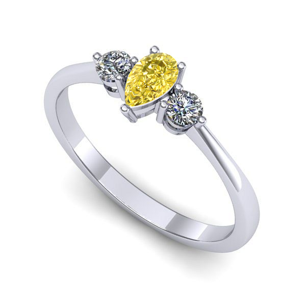 Inel logodna din aur alb cu safir galben