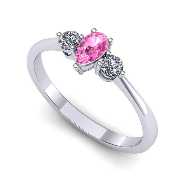 Inel de logodna din aur alb cu safir roz