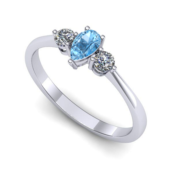 Inel logodna din aur alb cu topaz blue