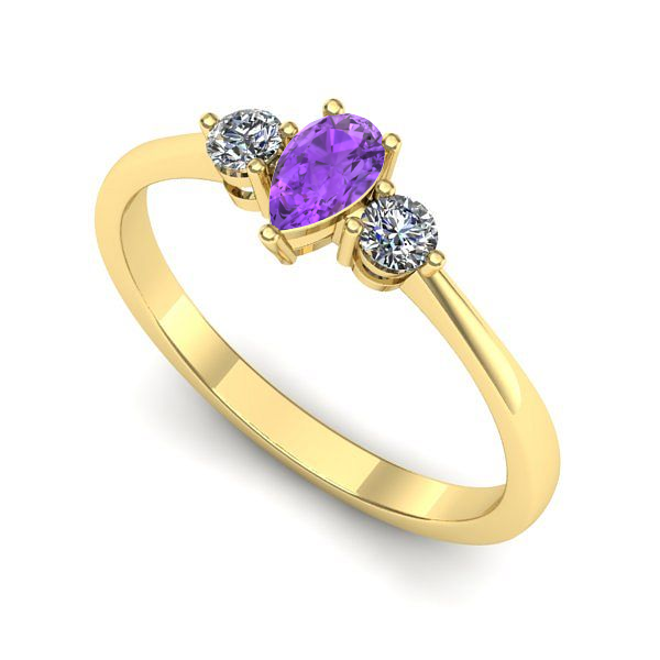 Inel logodna din aur galben cu ametist