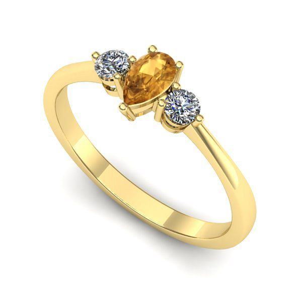 Inel logodna din aur galben cu citrin