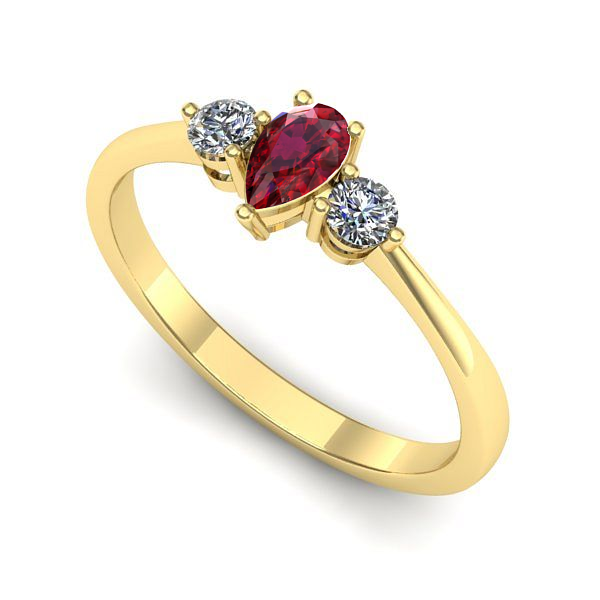 Inel de logodna din aur galben cu rubin