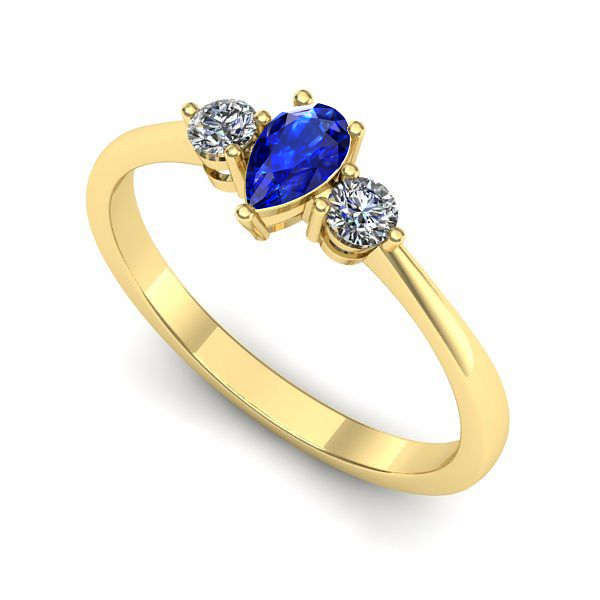 Inel logodna din aur galben cu safir