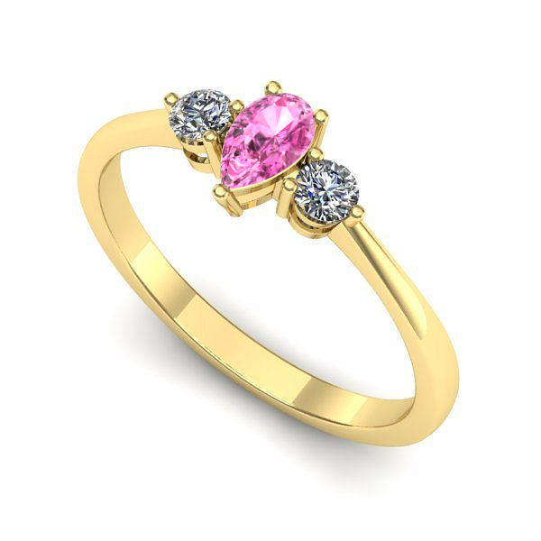 Inel logodna din aur galben cu safir roz