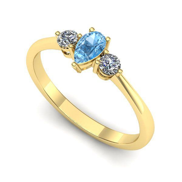 Inel de logodna din aur galben cu topaz blue