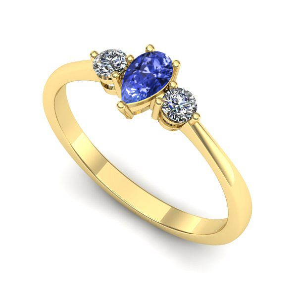 Inel de logodna din aur galben cu tanzanit
