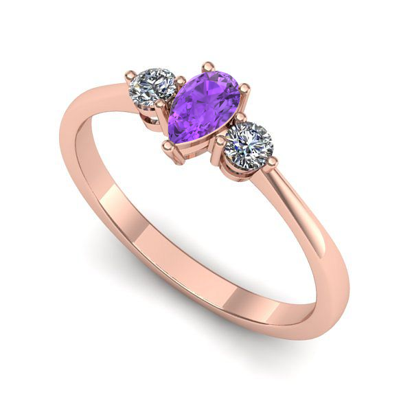 Inel din aur roz cu ametist