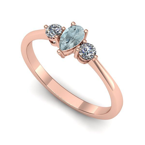Inel din aur roz cu aquamarin
