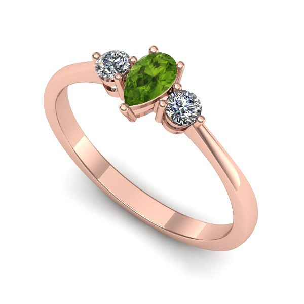 Inel de logodna din aur roz cu peridot