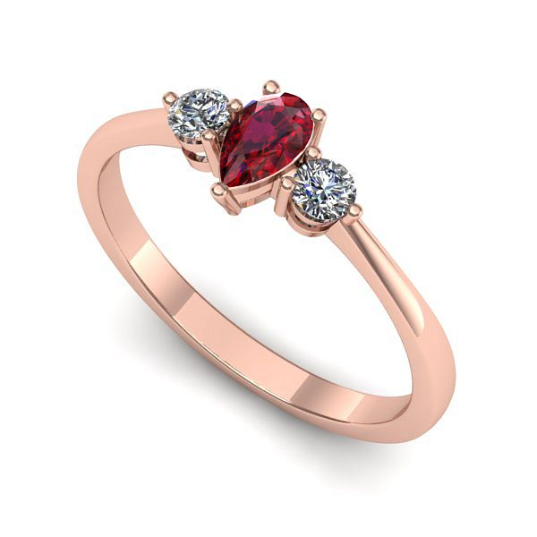 Inel din aur roz cu rubin