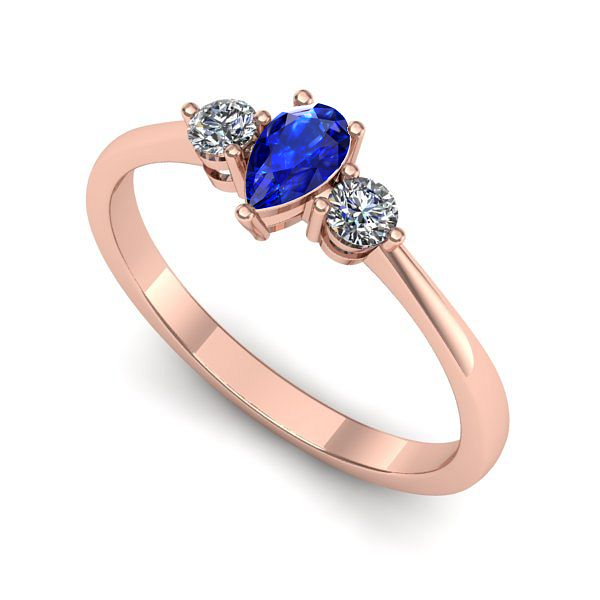 Inel logodna din aur roz cu safir