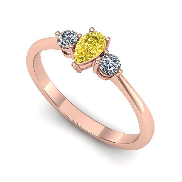 Inel din aur roz cu safir galben