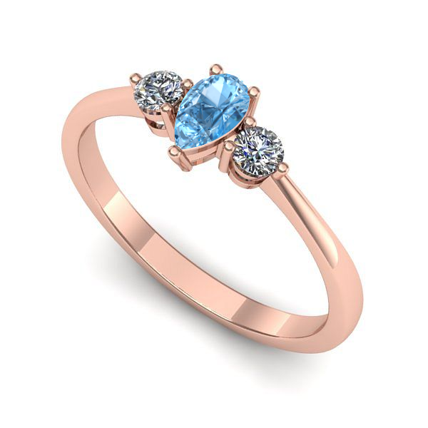 Inel de logodna din aur roz cu topaz blue